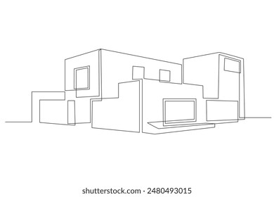Casa moderna. Concepto de casa de dibujo de una línea