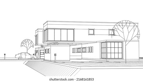 modern house with consoles 3d render