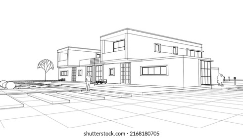 modern house with consoles 3d render