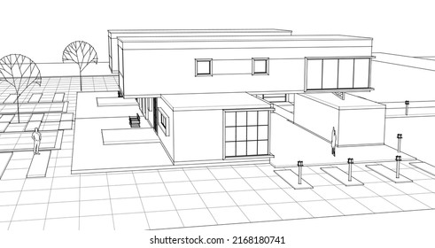 modern house with consoles 3d render