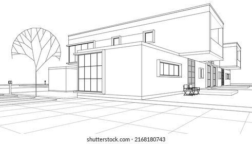 modern house with consoles 3d render