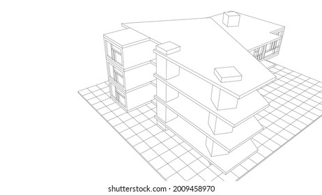 modern house construction design 3d rendering