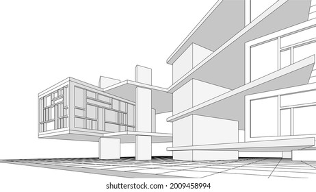 modern house construction design 3d rendering