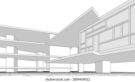 modern house construction design 3d rendering