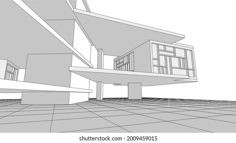 modern house construction design 3d rendering