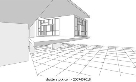 modern house construction design 3d rendering