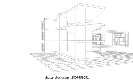 modern house construction design 3d rendering
