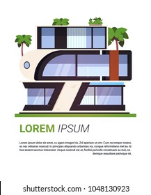 Modern House Cottage Real Estate Building Design Isolated On Template Background