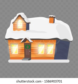Modern house, cottage, cottage, town house with shadows. Architectural visualization of a two-story cottage outside. Element for design. Vector illustration