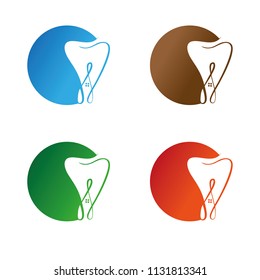 modern A house dental tooth icon logo vector eps10