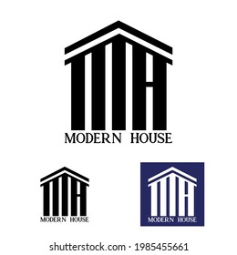 modern house design logo template. MH letter logo business