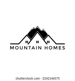 Modern house design in the mountains. Vector logo template