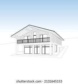 Modern house exterior. Architecture drawing