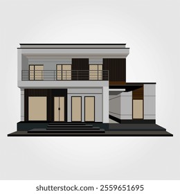 modern house exterior design vector and illustration