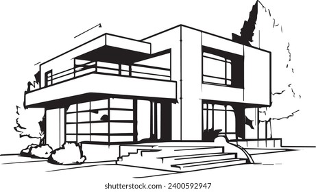 Modern House Exterior Vector Illustration