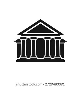 Modern house facade flat design vector illustration with columns and roof