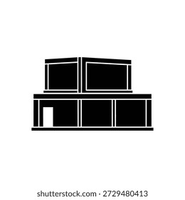 Modern house facade with large windows flat design vector illustration