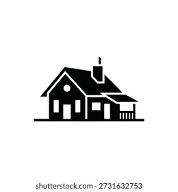 Modern house flat design vector illustration with chimney and porch scalable graphic