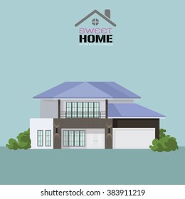 Modern house. Flat design vector illustration.