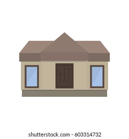 Modern  house in a flat style. Front view. Vector illustration.