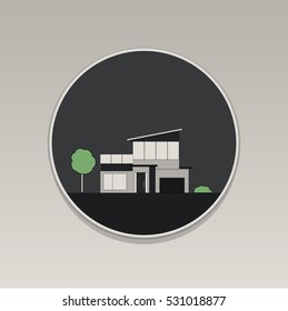 Modern house, flat style icon. Vector illustration