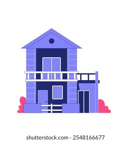 Casa Moderna En Ilustración vectorial Plana Que Simboliza La Arquitectura Residencial, La Vida Urbana Y El Diseño De La Casa Familiar, Aislada Sobre Fondo Blanco
