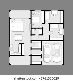 Modern House Floor Plan with Garage