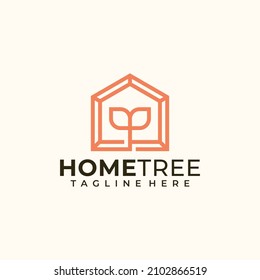 Modernes Haus mit floralem Logo, Vektorsymbol