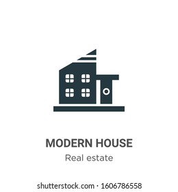 Modern house glyph icon vector on white background. Flat vector modern house icon symbol sign from modern real estate collection for mobile concept and web apps design.