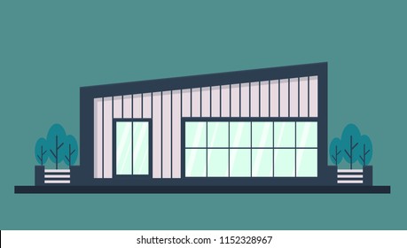 Modern house. Home exterior design. Flat vector illustration