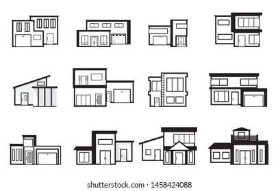 Modern House Home Real Estate Icon Symbol Outline Element