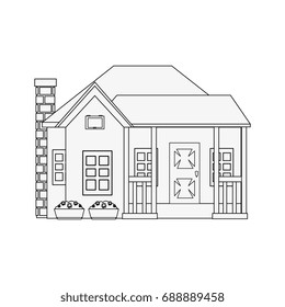 School Building Doodle Outlined On White Stock Vector (Royalty Free ...