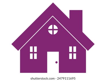 Modern House Icon Flat Design, Ideal for Diverse Applications, Isolated on White Background