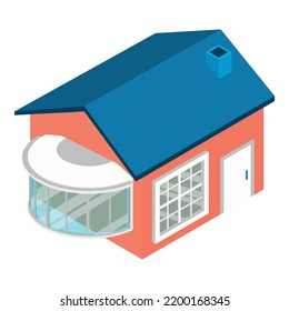 Modern house icon isometric vector. New one story house with transparent balcony. New residential building, construction, architecture