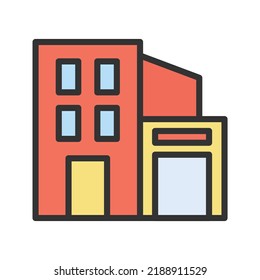 Imagen vectorial de icono de la casa moderna. También se puede usar para bienes raíces. Adecuado para aplicaciones móviles, aplicaciones web y medios impresos.