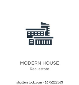 Modern house icon vector. Trendy flat modern house icon from real estate collection isolated on white background. Vector illustration can be used for web and mobile graphic design, logo, eps10