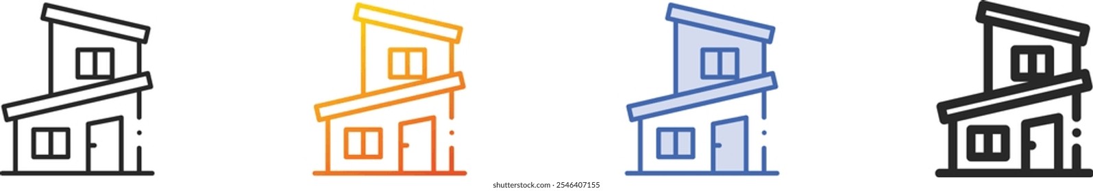 modern house icon.Thin Linear, Gradient, Blue Stroke and bold Style Design Isolated On White Background