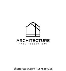 Modern house illustration formed from clean lines like the architectural design concept that looks clean logo design.