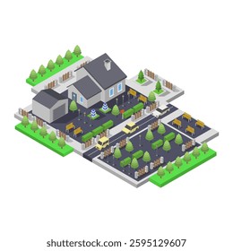 Modern house isometric illustrated in vector