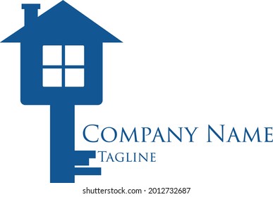 modern house and key logo
