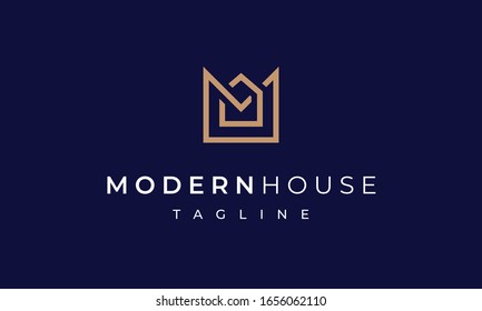 Modern House Letter M Logo for Real Estate