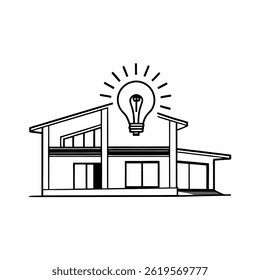 Modern house lightbulb electricity interior vector, Eps file