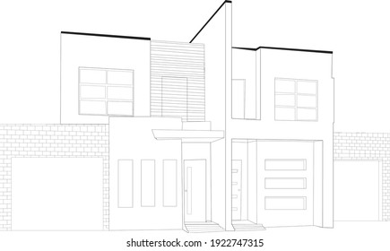 Modern house line art vector image. this was made in adobe illustrator . it can be colored up well in any good editing software.