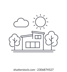 modern house line art, vector