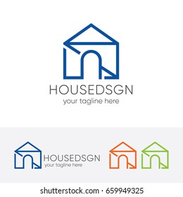 Modern house logo design. Architecture and Real estate logo concept. Vector logo template
