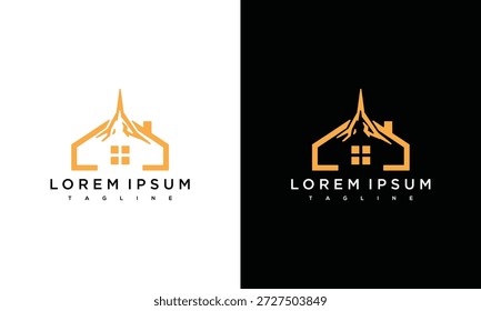 Modelo de design de logotipo da casa moderna em fundos brancos e pretos