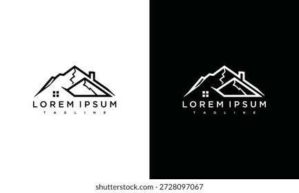 Modern House Logo Design Template on White and Black Backgrounds