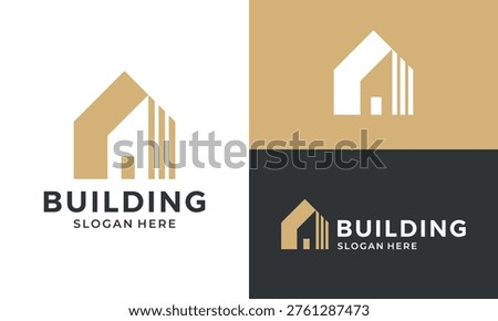 Modern house logo design template illustration. Home building concept vector design with abstract luxury shape symbol graphic icon