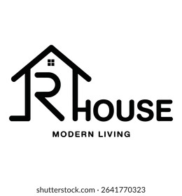 Modern house logo with letter r isolated on white background