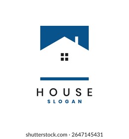 Modern house logo with minimalist house silhouette and roof design for real estate, construction or architecture branding